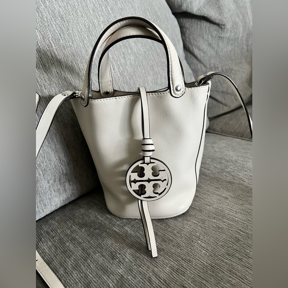 SOLD! Tory Burch White Mini Miller bucket bag